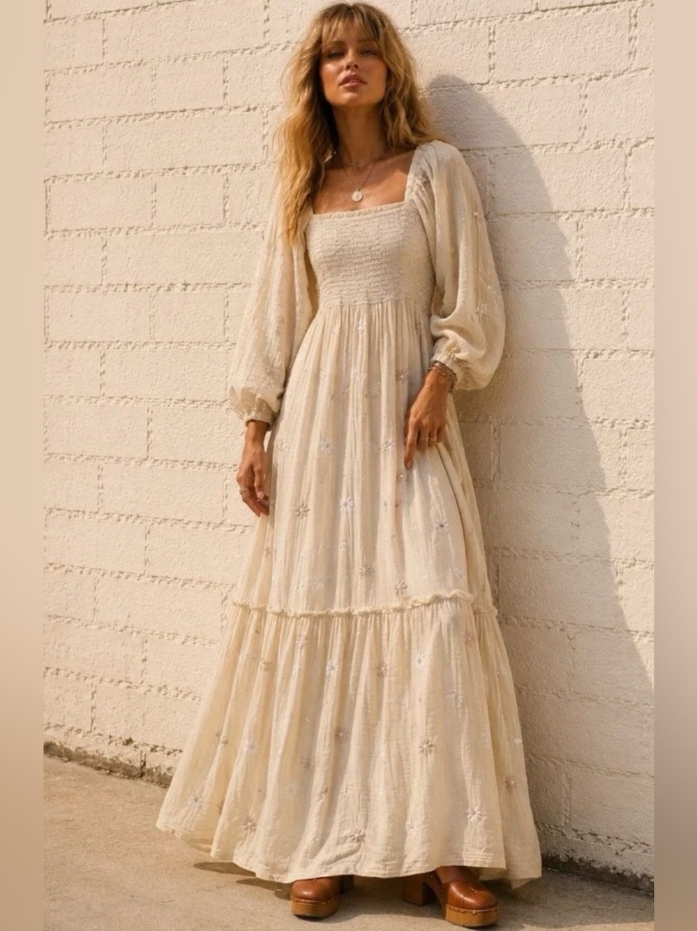 Free People Dahlia Embroidered
Maxi Dress / Pearl Island - Picture 2 of 6